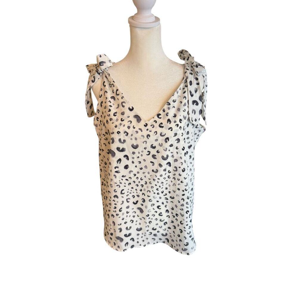 Renee C shoulder tie leopard print tank top size large